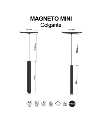 MAGNETO mini * COLGANTE LED ZOOM 7W NEGRO